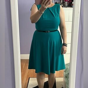AB Studio Teal Belted Mini Dress